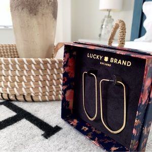 Lucky Brand Gold Hammered Hoop Earrings